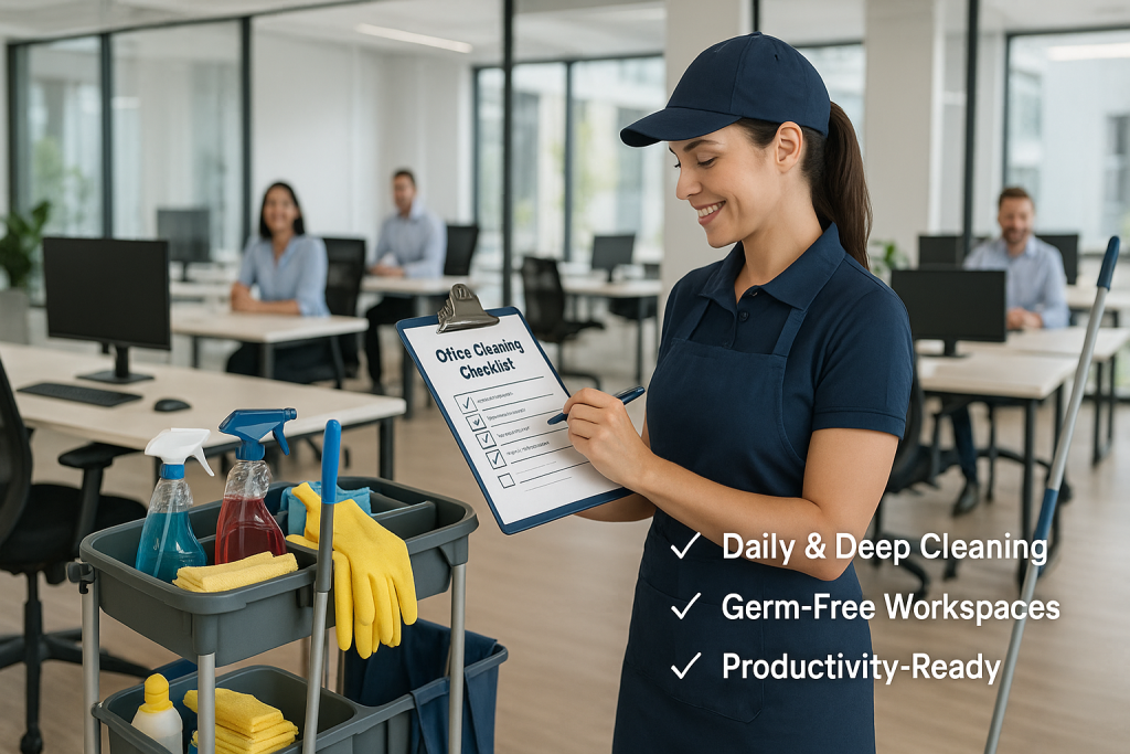 Make sure next time you don't miss any of our office cleaning checklist